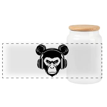 Monkey Head Board Crew Rhythm Skatepark Urban Shirt - Panoramic Cookie Jar with Wooden Lid - white - Front