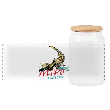 Proue colorée bateau moliceiro lagune d'Aveiro - Boîte à biscuits avec couvercle en bois - blanc - Devant
