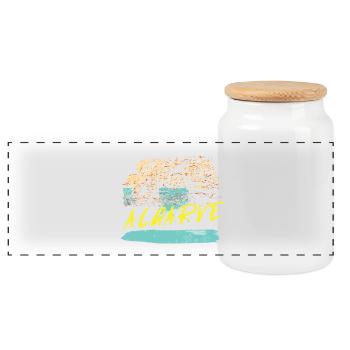 Cliffs Algarve illustration Portugal - Panoramic Cookie Jar with Wooden Lid - white - Front