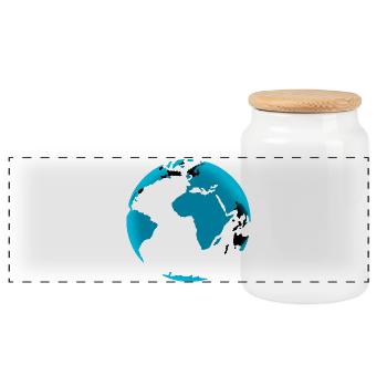 Globe Bleu Noir Néon - Boîte à biscuits avec couvercle en bois - blanc - Devant