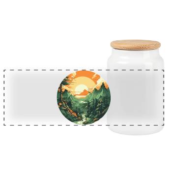 Circular Sunset - Panoramic Cookie Jar with Wooden Lid - white - Front