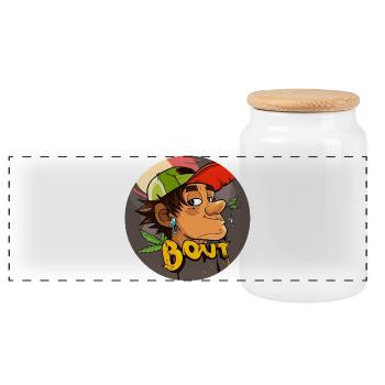 BOut Graffito - Boîte à biscuits avec couvercle en bois - blanc - Devant