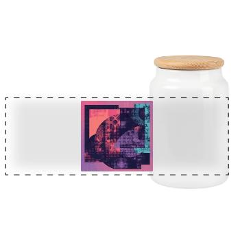 Neon Collage Geometric Pattern - Panoramic Cookie Jar with Wooden Lid - white - Front