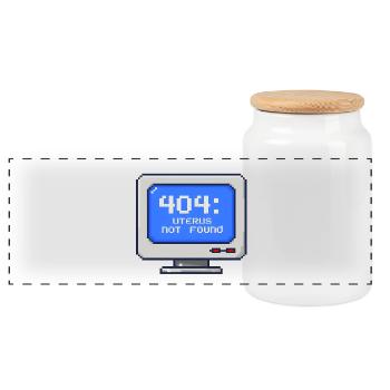 404: Uterus Not Found - 8-Bit Pixel - Panoramic Cookie Jar with Wooden Lid - white - Front