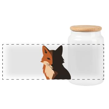 Roter Fuchs Schatten Gesicht Wald Natur Silhouette - Panorama Keksdose mit Holzdeckel - Weiß - Vorne