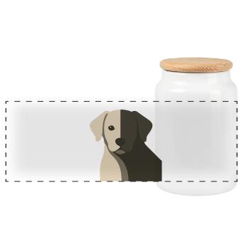 Bébé chien chiot ombre visage portrait - Boîte à biscuits avec couvercle en bois - blanc - Devant