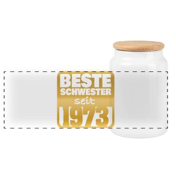 Baby 1973 - Panoramic Cookie Jar with Wooden Lid - white - Front