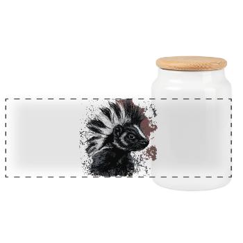 Funny Punk Rock Skunk - Panoramic Cookie Jar with Wooden Lid - white - Front