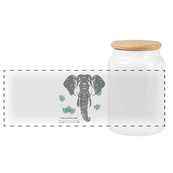 Sumatran_Elephant_-_grey - Panorama Keksdose mit Holzdeckel - Weiß - Vorne