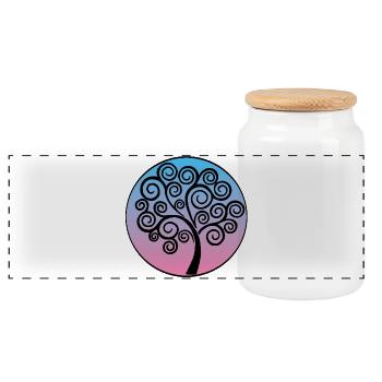 Black Spiral Tree of Life - Panoramic Cookie Jar with Wooden Lid - white - Front