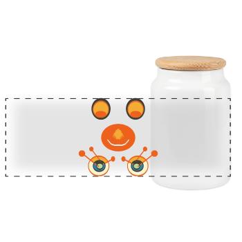 Dessin animé du sourire orange - Boîte à biscuits avec couvercle en bois - blanc - Devant