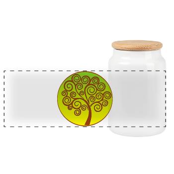 Spiral Tree of Life - Panoramic Cookie Jar with Wooden Lid - white - Front