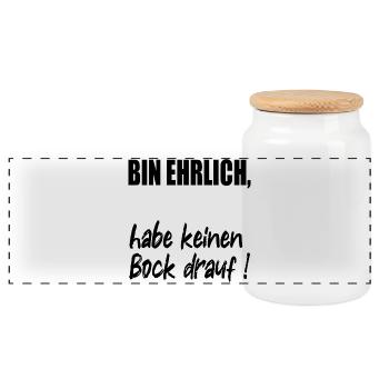 EHRLICHKEIT KEINEN BOCK - Panorama Keksdose mit Holzdeckel - Weiß - Vorne