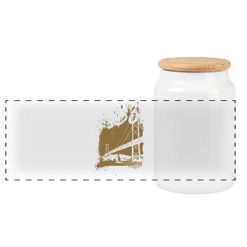 Lisbonne, Pont du 25 Avril sur le Tage, Portugal - Boîte à biscuits avec couvercle en bois - blanc - Devant