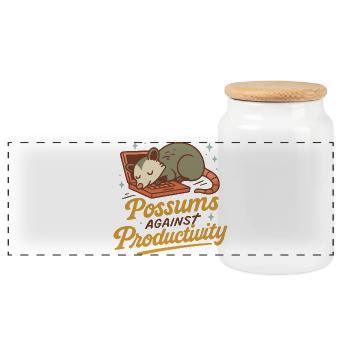Possums contre la productivité Humour rétro Citation - Boîte à biscuits avec couvercle en bois - blanc - Devant