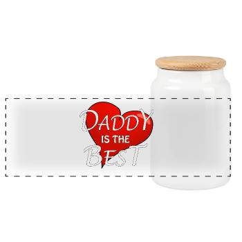 DADDY IS THE BEST - Panoramic Cookie Jar with Wooden Lid - white - Front