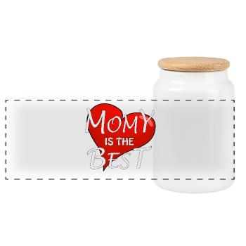 MOMY IS THE BEST - Panorama Keksdose mit Holzdeckel - Weiß - Vorne