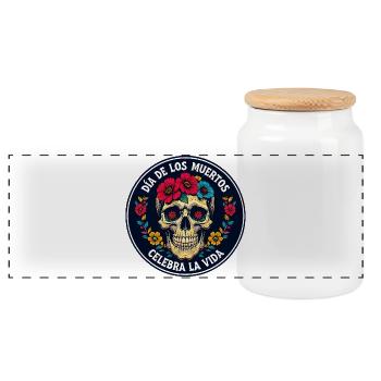 T-Shirt Calavera Dia de los muertos - Panorama Keksdose mit Holzdeckel - Weiß - Vorne