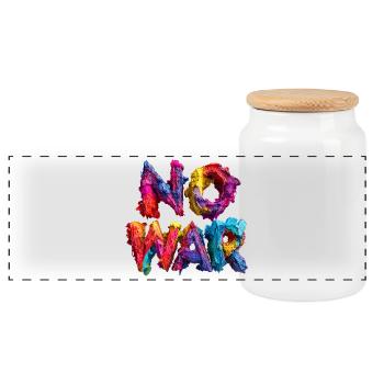 No War Color Explosion - Panoramic Cookie Jar with Wooden Lid - white - Front