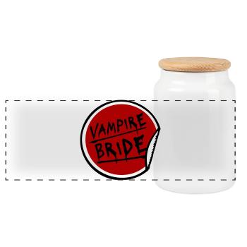 Vampire Bride Stickers Halloween Bachelor Bride Wedding - Panoramic Cookie Jar with Wooden Lid - white - Front