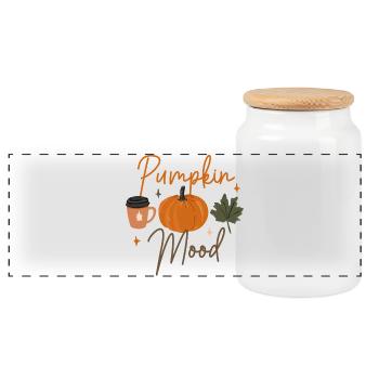 Autumn Pumpkin Mood Coffee Tee - Panoramic Cookie Jar with Wooden Lid - white - Front