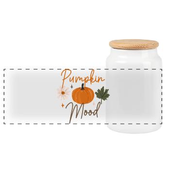 Citrouille Humeur Automne Floral - Boîte à biscuits avec couvercle en bois - blanc - Devant