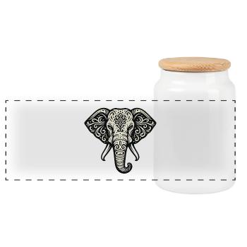 Ornement de mandala d’éléphant - Boîte à biscuits avec couvercle en bois - blanc - Devant