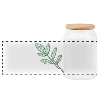 Feuilles vert menthe en aspect broderie - Boîte à biscuits avec couvercle en bois - blanc - Devant