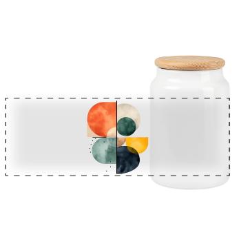 Abstrakte Kreise Aquarell Design Bunt Geometrie - Panorama Keksdose mit Holzdeckel - Weiß - Vorne