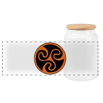 Triskel Orange - Panoramic Cookie Jar with Wooden Lid - white - Front