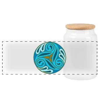 Sphère celte Bleue - Boîte à biscuits avec couvercle en bois - blanc - Devant
