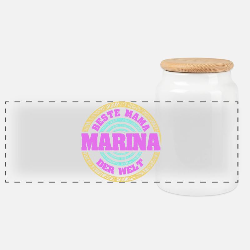 Mutter Marina - Panorama Keksdose mit Holzdeckel - Weiß