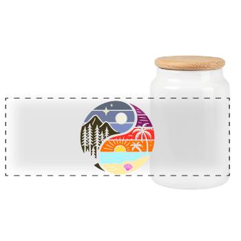 Yin Yang nature amour - Boîte à biscuits avec couvercle en bois - blanc - Devant