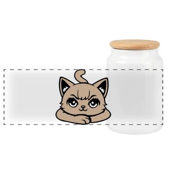 Chat, Sinistre, En Colère, Œil, Croisé, Pattes, Vilain - Boîte à biscuits avec couvercle en bois - blanc - Devant