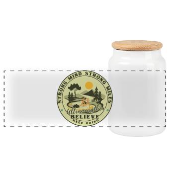 Motif de coureur de trail ultra-marathon - Boîte à biscuits avec couvercle en bois - blanc - Devant