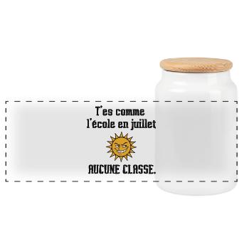 T'es comme l'école en été. Aucune classe - Boîte à biscuits avec couvercle en bois - blanc - Devant