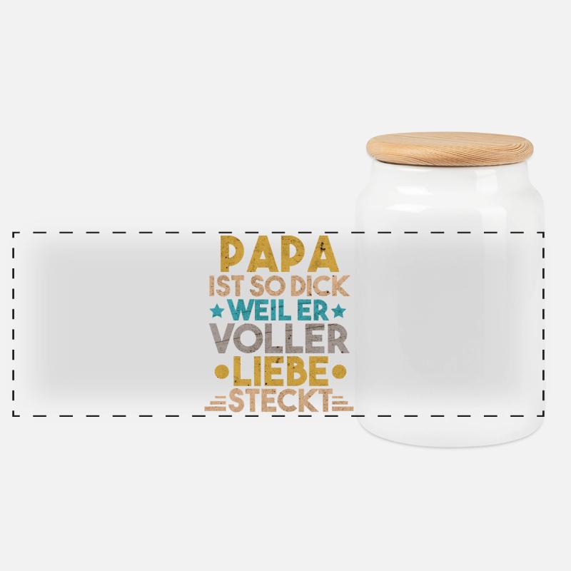 Papa - Panorama Keksdose mit Holzdeckel - Weiß
