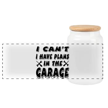 Garage - Panoramic Cookie Jar with Wooden Lid - white - Front