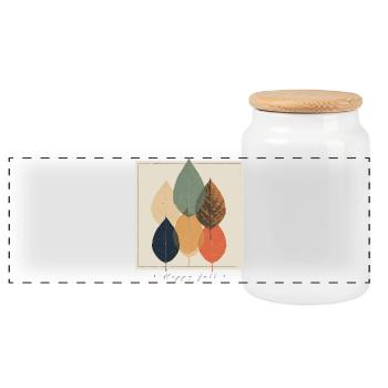 Autumn Leaf Mosaic: Retro Palette - Panoramic Cookie Jar with Wooden Lid - white - Front