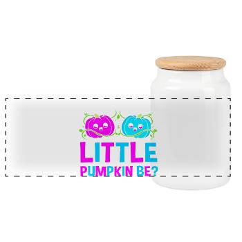 Halloween Gender Reveal - Panoramic Cookie Jar with Wooden Lid - white - Front