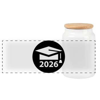 ABI 2026 Abitur Abschlussfeier Abiball - Panorama Keksdose mit Holzdeckel - Weiß - Vorne