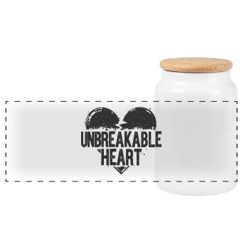 Déclaration de cœur incassable - Boîte à biscuits avec couvercle en bois - blanc - Devant
