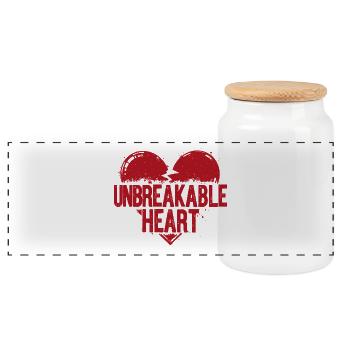 Unbreakable Heart Statement - Panoramic Cookie Jar with Wooden Lid - white - Front
