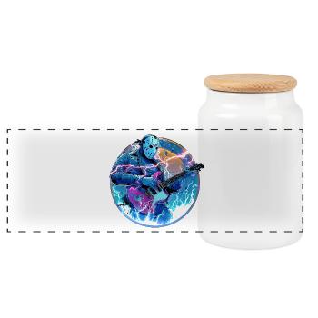 Metal Tshirt - Panoramic Cookie Jar with Wooden Lid - white - Front