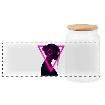 Neon Girl avec casque - Rave Music Vibes - Boîte à biscuits avec couvercle en bois - blanc - Devant