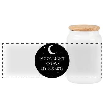 Moonlight Knows My Secrets Mystic Moon - Panoramic Cookie Jar with Wooden Lid - white - Front