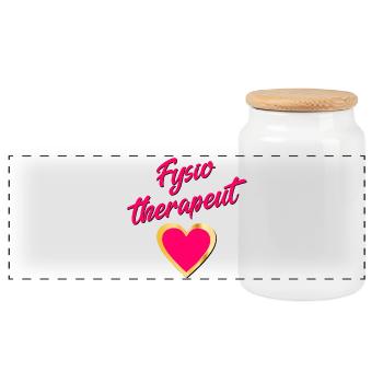 Physiotherapist - Panoramic Cookie Jar with Wooden Lid - white - Front