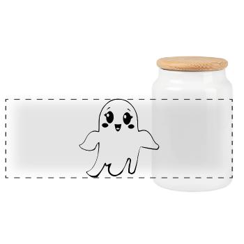 T-shirt d’Halloween Ghost spooky chemise mignonne - Boîte à biscuits avec couvercle en bois - blanc - Devant