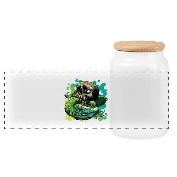 Crâne Serpent Néon - Boîte à biscuits avec couvercle en bois - blanc - Devant