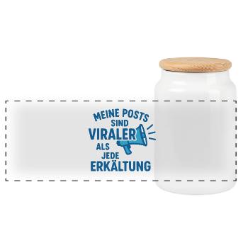 Meine Posts sind viraler als jede Erkältung - Panorama Keksdose mit Holzdeckel - Weiß - Vorne